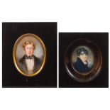 English School 19th Century initialled HD- A miniature portrait of a young man,