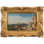 British School 19th Century- Venetian scene, The Grand Canal,:- oil on canvas 24 x 40.5cm.