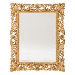 A 19th Century carved giltwood Florentine rectangular mirror:,