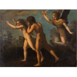 Attributed to the Flemish School [17th/18th Century]- Expulsion from the Garden of Eden:- oil on