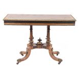 A Victorian ebonised, burr walnut inlaid ad gilt brass mounted rectangular centre table:,