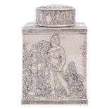 A Continental silver tea caddy and cover,