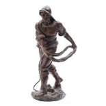 After Antoine Bofill (Spanish 1875-1925) a bronze sculpture of a fisherman casting a drag anchor: