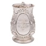 A Victorian silver mug, maker AGGP or ACCP, London, 1861: inscribed,