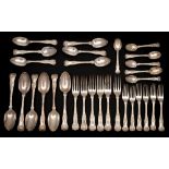 A matched Kings pattern part flatware service, makers William Eaton, London, 1836 and George Adams,