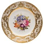 A Derby botanical plate: the centre painted with a floral bouquet within an elaborate foliate