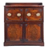 A Regency mahogany and ebony inlaid rectangular sideboard:, of small size,