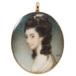 Circle of John Smart [1742-1811]- A miniature portrait of Mrs Michael Everett, head and shoulders,