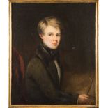 Circle of Sir Thomas Lawrence [1769-1830]- Portrait of a young gentleman artist standing at an