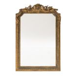 A 19th Century carved giltwood and gesso overmantel mirror:,