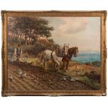 William Cox [19th/20th Century]- The Ploughman,:- signed oil on canvas 100 x 126cm.