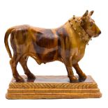 A Portuguese majolica 'decanter' figure of a bull: by Mafra, Caldas de Rainha,