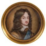 After Adriaen Hanneman [18/19th Century]- A miniature portrait of Charles II, head and shoulders,