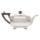 An Edward VII silver teapot, maker Thomas of New Bond Street, London, 1906: of rectangular outline,