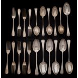 A Victorian silver Old English pattern part flatware service, maker Thomas Prime & Son, Birmingham,