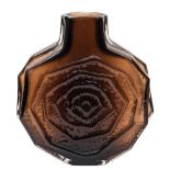 A James Powell & Sons Whitefriars textured 'banjo' vase: in cinnamon,