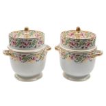 A pair of Derby ice pails and covers: of traditional form with bud finials,