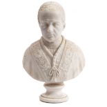 A 19th century marble bust of a Cardinal: probably Italian, wearing ceremonial attire,