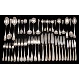 A Danish sterling silver flatware service by A Michelsen, Copenhagen: initialled,