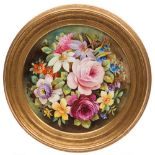 A late 19th century English porcelain circular plaque: painted by R.