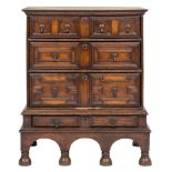 A 17th Century oak chest on stand:,