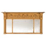 A Regency later gilt decorated landscape overmantel mirror:,