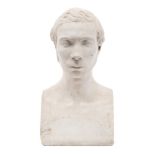 A 19th century carved white marble bust of a gentleman: unsigned, 49cm high.