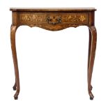 A 19th Century Dutch mahogany and floral marquetry side table:, of serpentine outline,