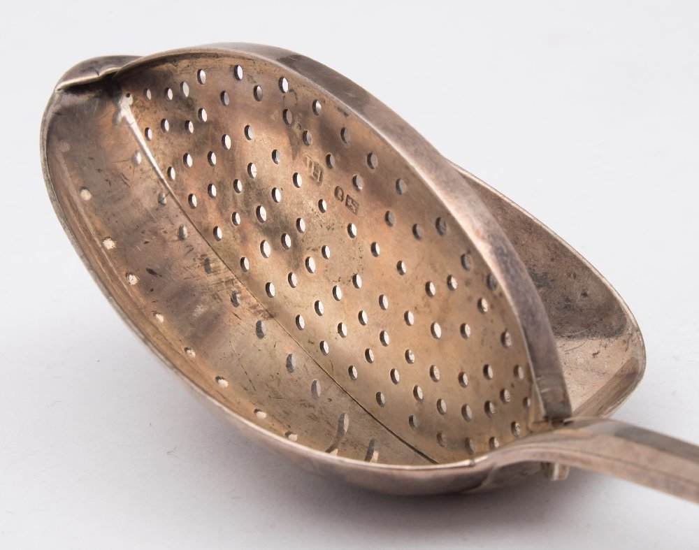 A George III silver Old English pattern straining spoon, maker Joseph Hicks, Exeter, 1815: crested, - Image 2 of 3