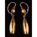 A pair of Victorian faceted gold coloured, drop earrings.