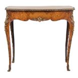 A 19th Century French tulipwood, satinwood and marquetry gilt metal mounted centre table:,
