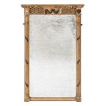 A Regency giltwood and ebony pier mirror:,