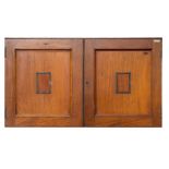 A British Museum mahogany rectangular cabinet:, the interior formerly with shelves or sliding trays,