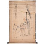 A late 18th/early 19th century Chinese scroll painting: depicting an Immortal possibly Lu Tung-pin