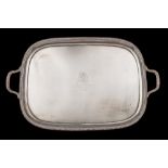 A large George V silver serving tray, maker Harrison Brothers & Howson, Sheffield,