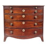 A Regency mahogany and inlaid bow-fronted chest:,