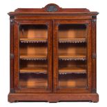 A Victorian mahogany and ebony banded low bookcase:,