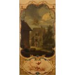 Flemish School, late 18th Century- Four interior wall canvases in the form of a French screen,