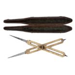 Messer, London, a pair of 19th century brass proportional compasses in shagreen case: signed Mefser,