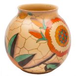 A Carlton Ware vase in the Tubelined Wire Netting pattern: of globular form brightly decorated with