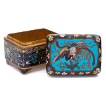 A small Japanese cloisonne rectangular box and cover: decorated with a ho-ho bird,