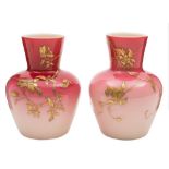 A pair of late 19th century peachblow cased glass vases: in the Webb manner,