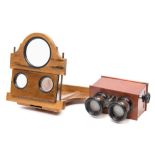 A Victorian mahogany Brewster type stereoscopic viewer,