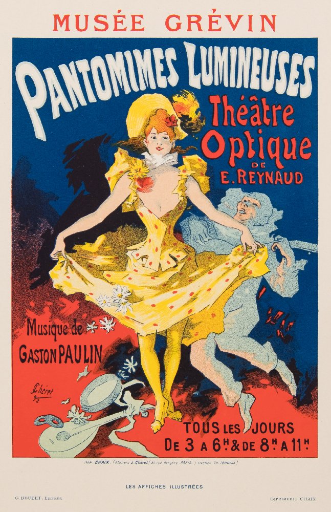 Theatre Optique : coloured theatre bill for the 'Pantomimes Lumineuses Theatre Optique, Paris,