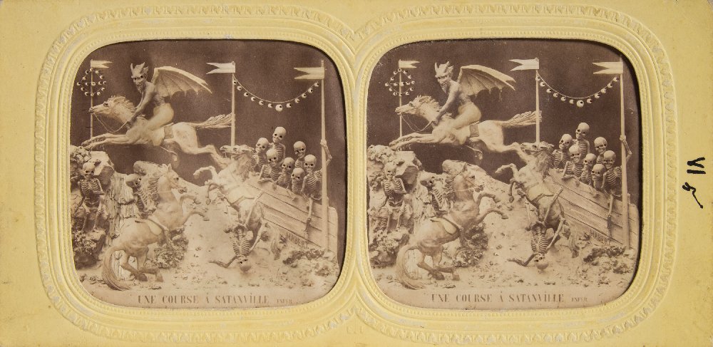 A group of twenty-five mid-19th century stereoscopic tissue cards including Diables:, - Image 6 of 21