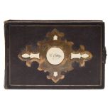 A Victorian brass and ivory inlaid photograph/CDV album:, inscribed 'C Etty' to cover.