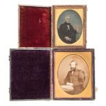 A mid 19th century hand tinted 1/4 plate ambrotype portrait of a gentleman:, photographer unknown,