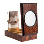 A late Victorian walnut magnifier/stereoscope viewer:,