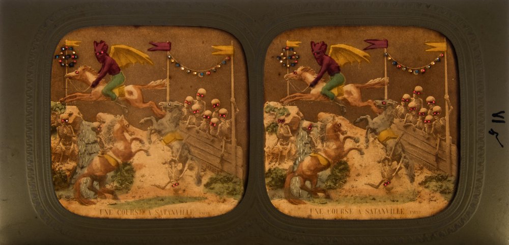 A group of twenty-five mid-19th century stereoscopic tissue cards including Diables:, - Image 7 of 21