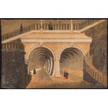 A hand coloured lithograph peep show slide 'Le Tunnel (Londres)':, 14.5 x 9.5 cm.